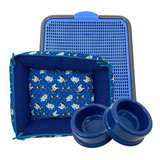 Kit Luxo Caminha Transporte Casinha Plástica Para Cães Peq