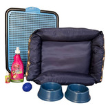 Kit Luxo Caminha Transporte Casinha Plástica Para Cães Promo
