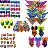 Kit Luxo Junino 100 Laço Pet Gravata Bandana Aplique Sãojoão