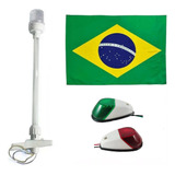 Kit Luz Bombordo Boreste Led + Mastro Branco Led + Bandeira