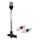 Kit Luz De Navegação Led Olho De Tubarão Branco Com Mastro
