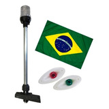 Kit Luz De Navegação Led Olho De Tubarão + Mastro + Bandeira