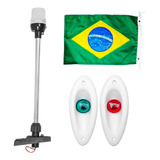 Kit Luz De Navegação Olho De Tubarão + Mastro Led + Bandeira