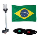 Kit Luz Mastro Alcançado Led Olho De Tubarão Bandeira Preto