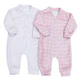 Kit Macacao Bebe Com Zíper Soft Ideal Inverno Pijama Menina