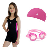 Kit Macaquinho Sete Tri + Touca E Óculos Natação Infantil