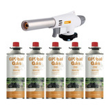 Kit Maçarico Automático Controle De Chama + 5 Recargas Refil