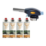 Kit Maçarico Portátil Com Controle De Chama + 4 Refil