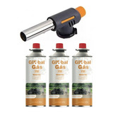 Kit Maçarico Portátil Controle De Chama + 3 Refil Globalmix