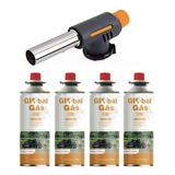 Kit Maçarico Portátil Controle De Chama + 4 Refil Globalmix