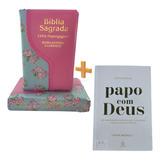 Kit Mãe Mulher Devocional Papo Deus E Bíblia Sagrada Feminina Letra Hiper Gigante Harpa Indice Zíper Rosa Verde Flor