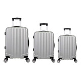 Kit Mala De Viagem Abs 3pçs Adventure Fortt Prata Kmv01-pr