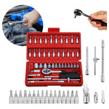 Kit Maleta Ferramentas 1/4 Catraca Allen Torx 46 Peças Crv