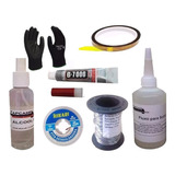 Kit Malha Dessold Fluxo No Clean Cola B7000 Fio Solda Kapton