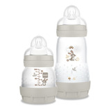 Kit Mamadeira Mam Com Tampa Easy Start 130ml E 260ml Bico 0 Cor Cinza Animais