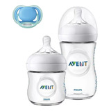 Kit Mamadeira Pétala 125/260ml + Chupeta Azul 6 A 18m Avent
