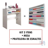 Kit Manicure Mesa C/comparti./ Branco Expositor De Esmaltes