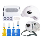 Kit Manicure Sugador 3 Cooler Motor Lixadeira Brocas Acrigel