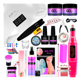 Kit Manicure Unhas Alongamento Gel Cabine 48w Lixa Eletrica