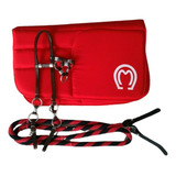 Kit Manta Manga L + Cabeçada Couro Argolada + Rédea Lã D+++