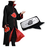 Kit Manto Akatsuki + Bandana - Naruto Cosplay Capa Fantasia