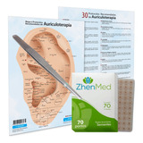 Kit Mapa Protocolos Acupuntura Pinça Semente Auricular 420un