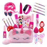 Kit Maquiagem+ Óculos De Sol + Necessaire Unicórnio + Relógi