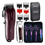 Kit Maquina Corte Cabelo De Acabamento E Shaver + Tesouras