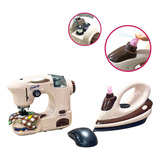 Kit Máquina De Costura Infantil Mini Ateliê E Ferro Passar