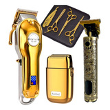 Kit Maquina Gold Cabelo Profissional + Shaver + Acabamento