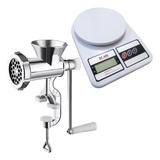 Kit Maquina Picar Moer Carne Frango N8 Bolacha Balança 10kg