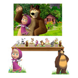 Kit Masha E O Urso 8 De Mesa 2 De Chão + Painel Para Festa