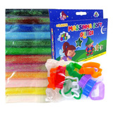 Kit Massa De Modelar Uti Guti Glitter 12 Cores + 10 Moldes