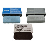 Kit Massa Pedra Polimento Inox Aluminio Azul Branca Marrom