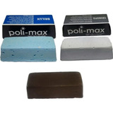 Kit Massa Pedra Polimento Inox Aluminio Azul Branca Marrom
