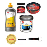 Kit Massa Polimento+ Auto Brilho + Cera + Papel + Brinde 3m