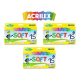 Kit Massinha De Modelar Escolar Soft Acrilex 15 Cores C/3un Cor Colorida