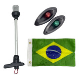 Kit Mastro De Popa 12v + Olho De Tubarão Led + Bandeira