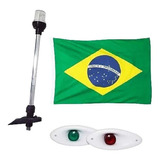 Kit Mastro De Popa 12v Olho De Tubarão Led Branco Bandeira