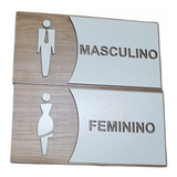 Kit Mdf Placas Indicativa Banheiro Masc/fem 30x15
