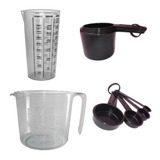 Kit Medidor Colheres Xícaras Copo Graduado Jarra 1 Litro