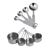 Kit Medidor Inox Cozinha 8 Peças Colher Sopa Cha E Xicara