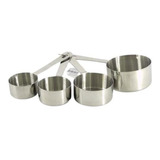 Kit Medidores De Cozinha 4 Peças Aço Inox Colher Xicara Copo