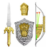 Kit Medieval Com Arco E Flecha Escudos E Espada Infantil