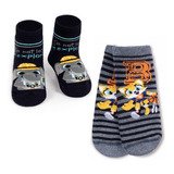 Kit Meia Antiderrapante Bebe Sola Menino Emborrachado Puket