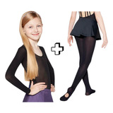 Kit Meia Calça E Blusa Infantil Ballet Segunda Pele Lobinha