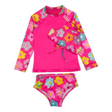 Kit Menina 3 Pçs Blusa Calcinha E Top Praia Infantil Juvenil