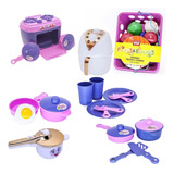 Kit Menina Infantil Cozinha Fogão Copo Prato Talher 33pç
