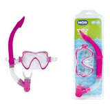 Kit Mergulho Conjunto Mascara E Snorkel Tira Regulavel Mor Cor Rosa