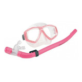 Kit Mergulho Máscara Respirador Com Válvula Seasub Snorkel Cor Rosa